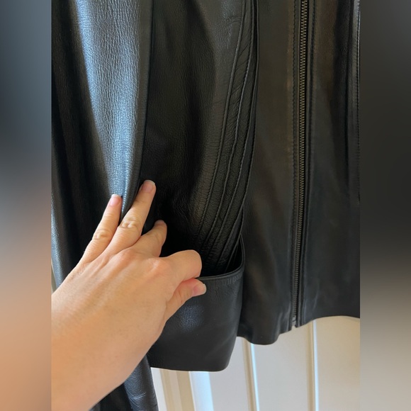 Black Antonio Melani Genuine Leather Jacket Size M - Picture 2 of 4